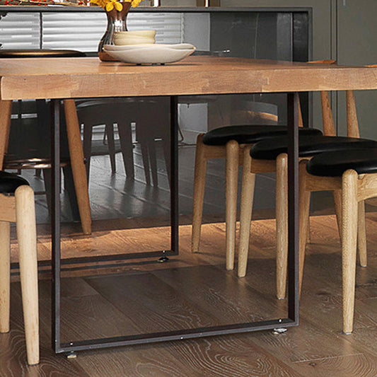 Mesa de comedor moderna de madera de madera rectángulo de madera sólida con base de trineo