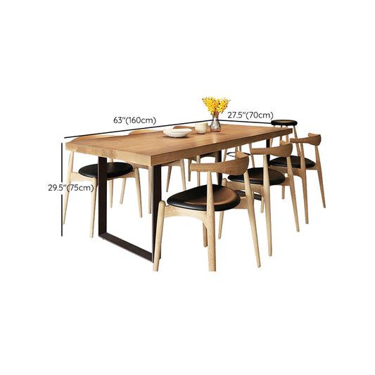 Mesa de comedor moderna de madera de madera rectángulo de madera sólida con base de trineo