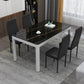 Metal Modern Rectangle Indoor Table Glass Top Table for Dining Room and Kitchen Black 47.2"L x 27.6"W x 29.5"H Without Chairs Clearhalo 'Dining Tables & Seating' 'Dining Tables' 'dining_table' 'furn' 'furn_dining_table' 'Furniture' 'Kitchen & Dining Furniture' 6129428