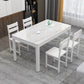 Metal Modern Rectangle Indoor Table Glass Top Table for Dining Room and Kitchen White 47.2"L x 27.6"W x 29.5"H Without Chairs Clearhalo 'Dining Tables & Seating' 'Dining Tables' 'dining_table' 'furn' 'furn_dining_table' 'Furniture' 'Kitchen & Dining Furniture' 6129429