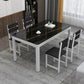 Metal Modern Rectangle Indoor Table Glass Top Table for Dining Room and Kitchen Black 51.2"L x 31.5"W x 29.5"H Without Chairs Clearhalo 'Dining Tables & Seating' 'Dining Tables' 'dining_table' 'furn' 'furn_dining_table' 'Furniture' 'Kitchen & Dining Furniture' 6129430