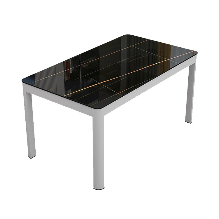 Metal Modern Rectangle Indoor Table Glass Top Table for Dining Room and Kitchen Clearhalo 'Dining Tables & Seating' 'Dining Tables' 'dining_table' 'furn' 'furn_dining_table' 'Furniture' 'Kitchen & Dining Furniture' 6129432