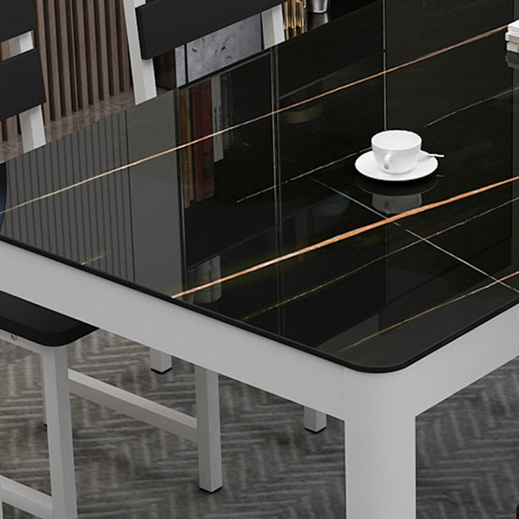 Metal Modern Rectangle Indoor Table Glass Top Table for Dining Room and Kitchen Clearhalo 'Dining Tables & Seating' 'Dining Tables' 'dining_table' 'furn' 'furn_dining_table' 'Furniture' 'Kitchen & Dining Furniture' 6129434