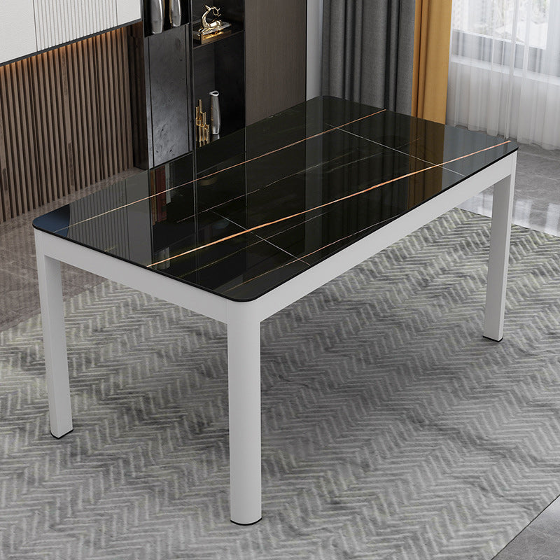 Metal Modern Rectangle Indoor Table Glass Top Table for Dining Room and Kitchen Black 39.4"L x 23.6"W x 29.5"H Without Chairs Clearhalo 'Dining Tables & Seating' 'Dining Tables' 'dining_table' 'furn' 'furn_dining_table' 'Furniture' 'Kitchen & Dining Furniture' 6129435