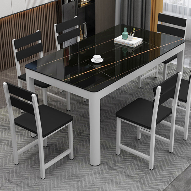 Metal Modern Rectangle Indoor Table Glass Top Table for Dining Room and Kitchen Clearhalo 'Dining Tables & Seating' 'Dining Tables' 'dining_table' 'furn' 'furn_dining_table' 'Furniture' 'Kitchen & Dining Furniture' 6129439