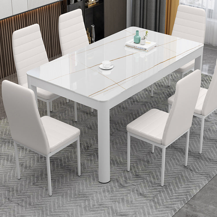 Metal Modern Rectangle Indoor Table Glass Top Table for Dining Room and Kitchen Clearhalo 'Dining Tables & Seating' 'Dining Tables' 'dining_table' 'furn' 'furn_dining_table' 'Furniture' 'Kitchen & Dining Furniture' 6129440