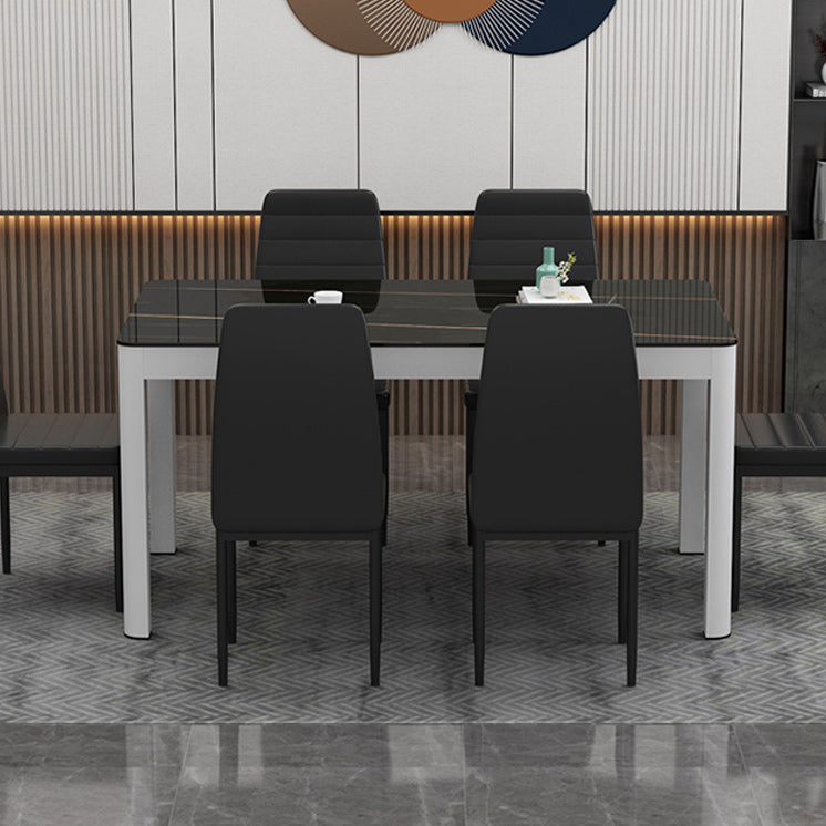 Metal Modern Rectangle Indoor Table Glass Top Table for Dining Room and Kitchen Clearhalo 'Dining Tables & Seating' 'Dining Tables' 'dining_table' 'furn' 'furn_dining_table' 'Furniture' 'Kitchen & Dining Furniture' 6129441