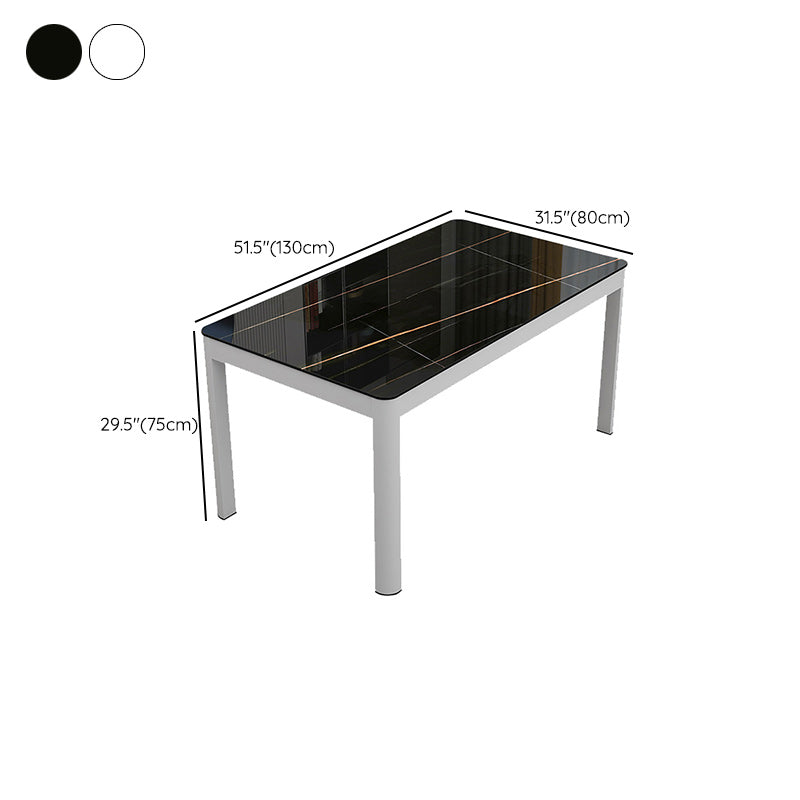 Metal Modern Rectangle Indoor Table Glass Top Table for Dining Room and Kitchen Clearhalo 'Dining Tables & Seating' 'Dining Tables' 'dining_table' 'furn' 'furn_dining_table' 'Furniture' 'Kitchen & Dining Furniture' 6129444