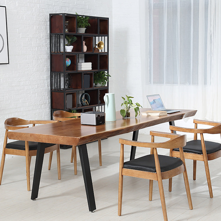 Mesa de comedor de madera sólida mesa rectangular moderna con 4 patas