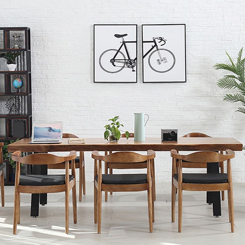 Mesa de comedor de madera sólida mesa rectangular moderna con 4 patas