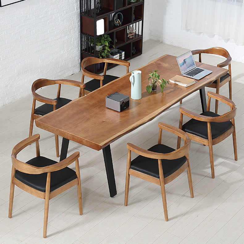 Mesa de comedor de madera sólida mesa rectangular moderna con 4 patas