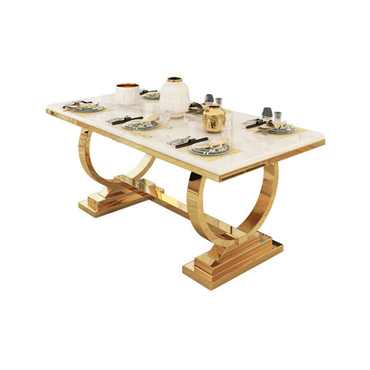 Metal Traditional Luxury Rectangle Table Stone Top Table for Home Clearhalo 'Dining Tables & Seating' 'Dining Tables' 'dining_table' 'furn' 'furn_dining_table' 'Furniture' 'Kitchen & Dining Furniture' 6129467