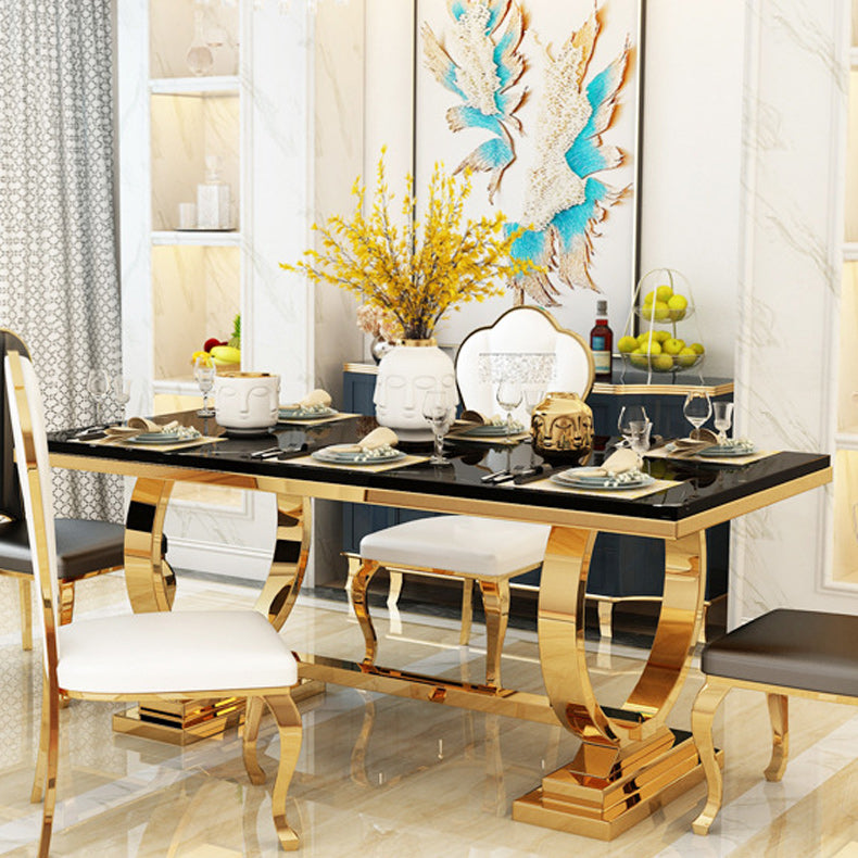 Metal Traditional Luxury Rectangle Table Stone Top Table for Home Clearhalo 'Dining Tables & Seating' 'Dining Tables' 'dining_table' 'furn' 'furn_dining_table' 'Furniture' 'Kitchen & Dining Furniture' 6129469