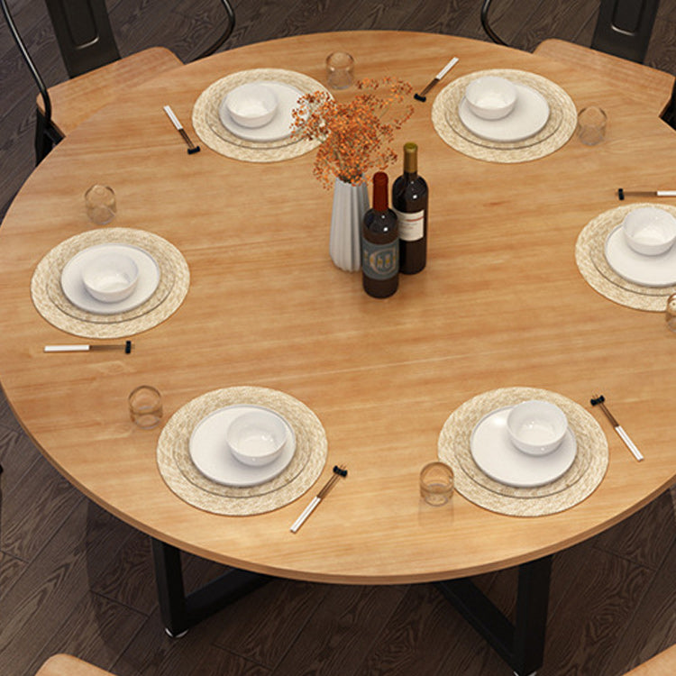 Metal Modern Round Indoor Table Pine Wood Top Table for Dining Room Clearhalo 'Dining Tables & Seating' 'Dining Tables' 'dining_table' 'furn' 'furn_dining_table' 'Furniture' 'Kitchen & Dining Furniture' 6129480