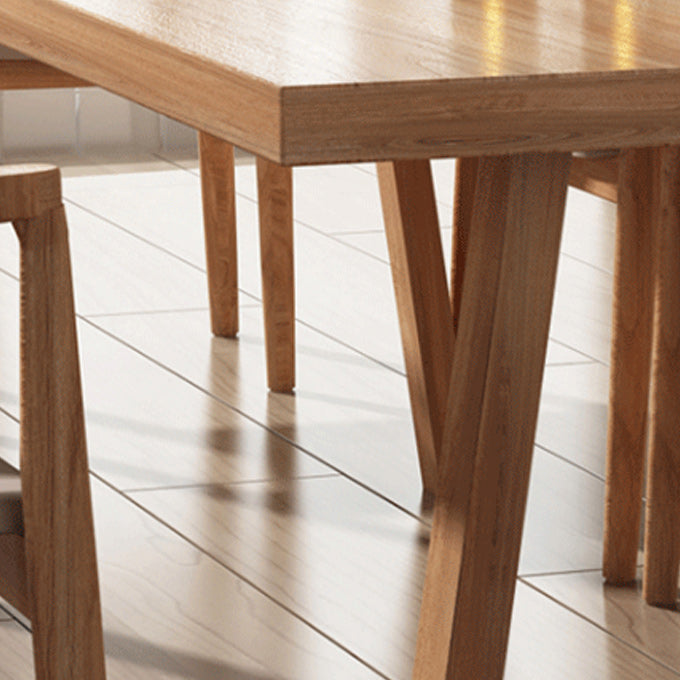 Mesa de comedor de madera de pino Tope rectángulo de madera sólida con 4 patas