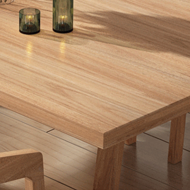 Mesa de comedor de madera de pino Tope rectángulo de madera sólida con 4 patas