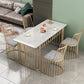 Mesa de comedor de piedra de lujo para mesa rectángulo de restaurante con base de metal