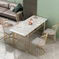 Mesa de comedor de piedra de lujo para mesa rectángulo de restaurante con base de metal