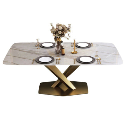 Mesa de comedor superior de piedra Mesa de comedor de lujo tradicional con base de pedestal