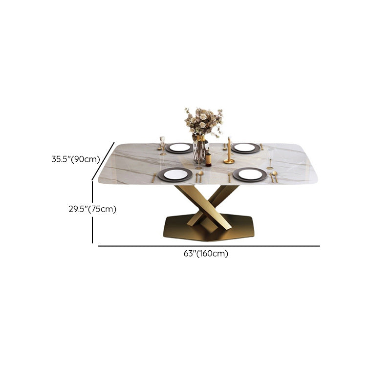 Mesa de comedor superior de piedra Mesa de comedor de lujo tradicional con base de pedestal