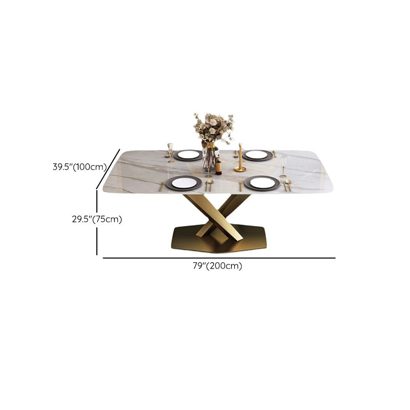 Mesa de comedor superior de piedra Mesa de comedor de lujo tradicional con base de pedestal