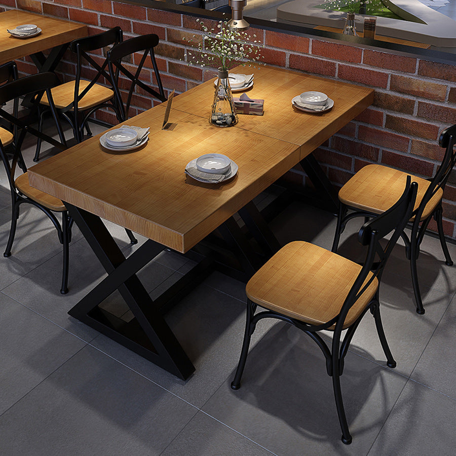 Industrial Wood Dining Table for Restaurant Square Table with Trestle Base Clearhalo 'Dining Tables & Seating' 'Dining Tables' 'dining_table' 'furn' 'furn_dining_table' 'Furniture' 'Kitchen & Dining Furniture' 6129581
