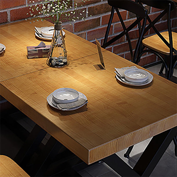 Industrial Wood Dining Table for Restaurant Square Table with Trestle Base Clearhalo 'Dining Tables & Seating' 'Dining Tables' 'dining_table' 'furn' 'furn_dining_table' 'Furniture' 'Kitchen & Dining Furniture' 6129585