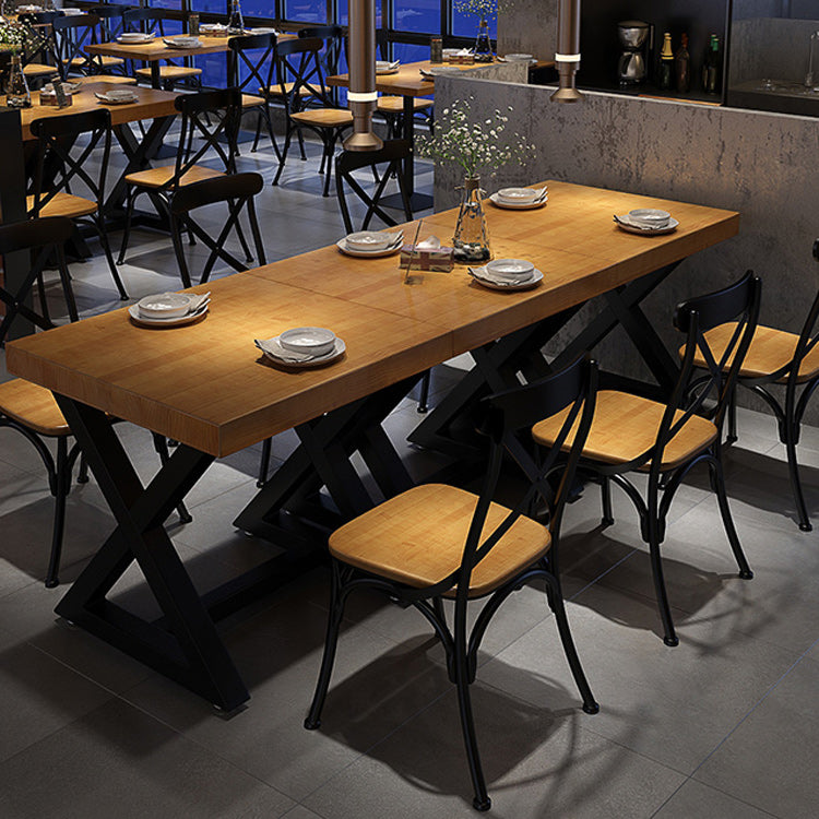 Industrial Wood Dining Table for Restaurant Square Table with Trestle Base Clearhalo 'Dining Tables & Seating' 'Dining Tables' 'dining_table' 'furn' 'furn_dining_table' 'Furniture' 'Kitchen & Dining Furniture' 6129587
