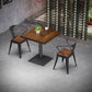 Vaste houten indoor eettafel voor restaurant industriële houten tafel met metalen basis