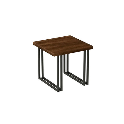 Vaste houten indoor eettafel voor restaurant industriële houten tafel met metalen basis