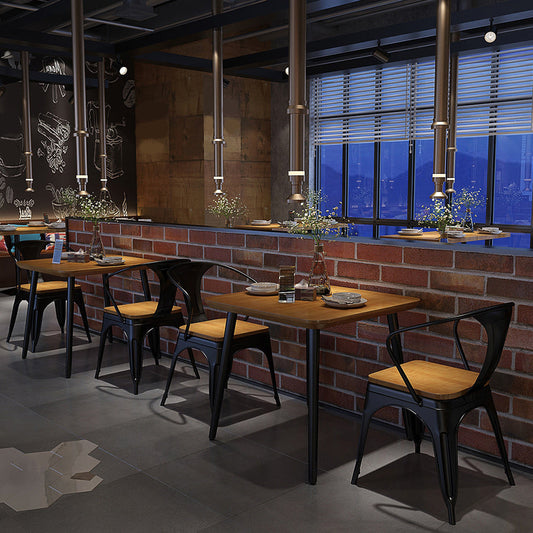 Mesa de comedor de madera sólida para mesa industrial de restaurantes con 4 patas