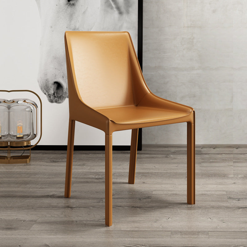 Contemporary Metal Dining Room Chair Arm Leather Side Chair for Dining Room