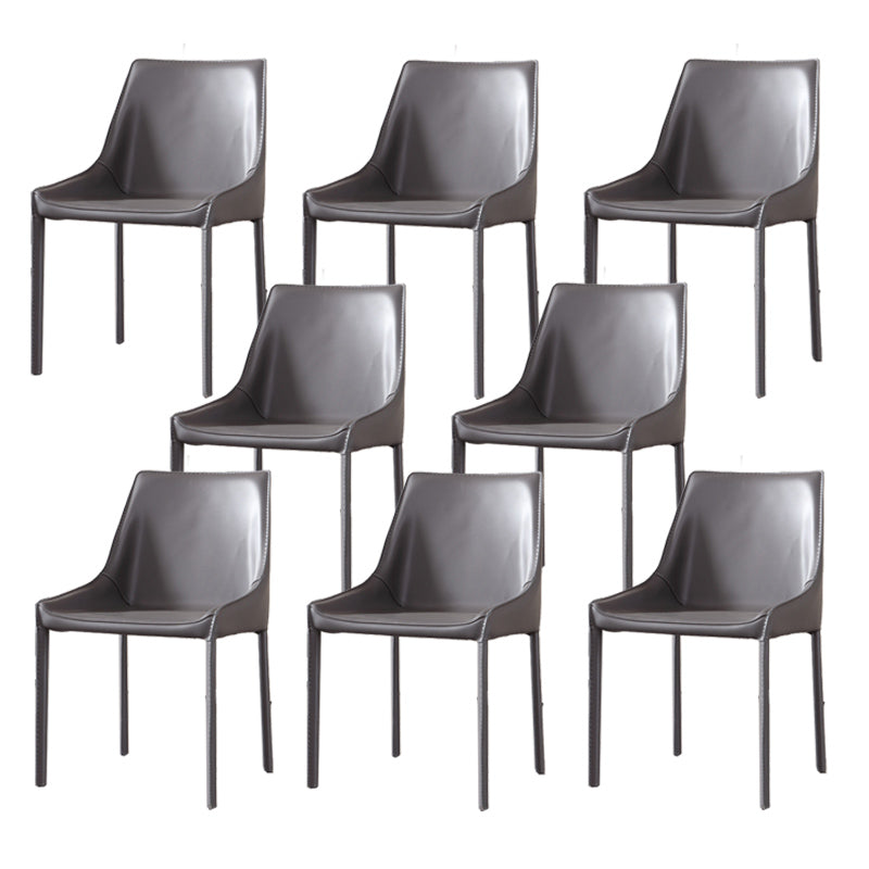 Contemporary Metal Dining Room Chair Arm Leather Side Chair for Dining Room