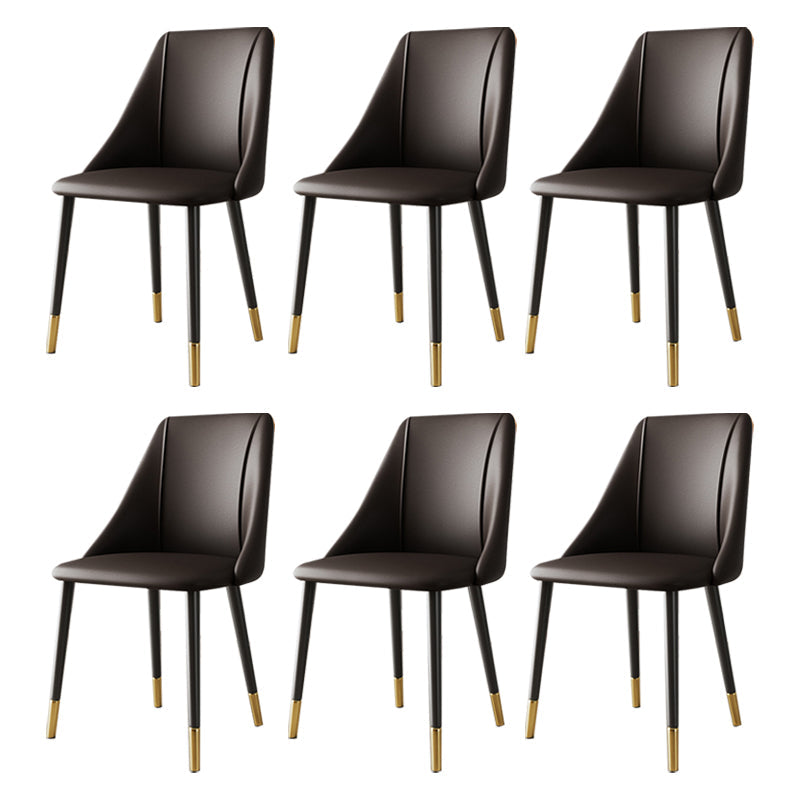Luxurious Upholstered Armless Chair Leather Chair with Metal Base for Dining Room