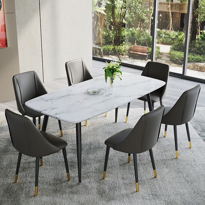 Luxurious Upholstered Armless Chair Leather Chair with Metal Base for Dining Room