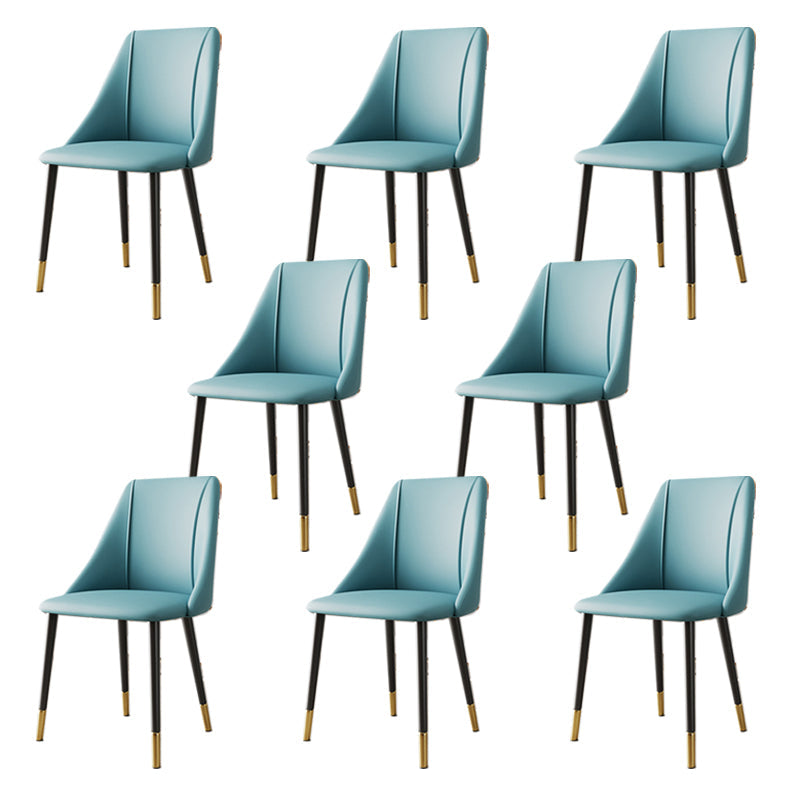 Luxurious Upholstered Armless Chair Leather Chair with Metal Base for Dining Room