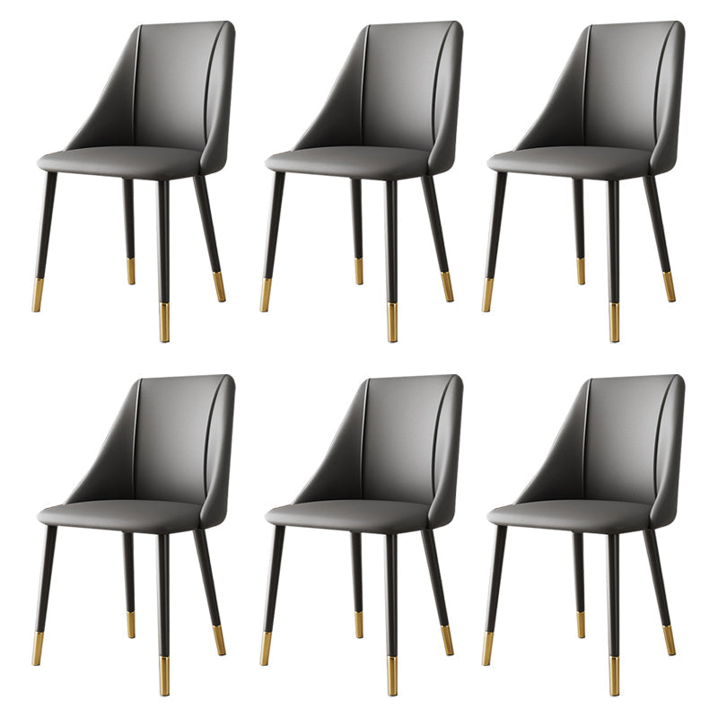 Luxurious Upholstered Armless Chair Leather Chair with Metal Base for Dining Room