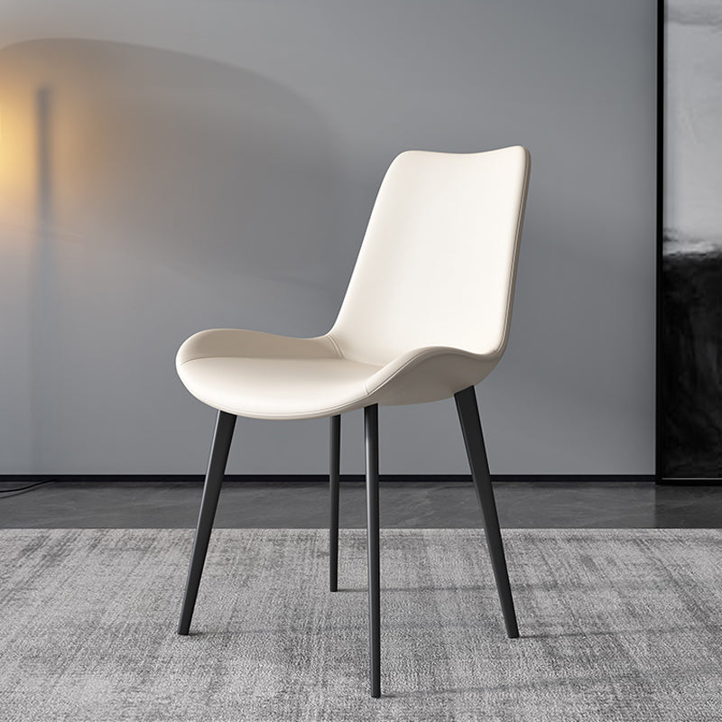 Chaises de salle à manger sans bras en cuir moderne chaise de salle à manger en métal pour usage domestique