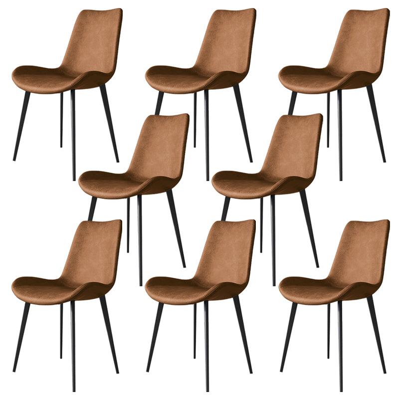 Chaises de salle à manger sans bras en cuir moderne chaise de salle à manger en métal pour usage domestique