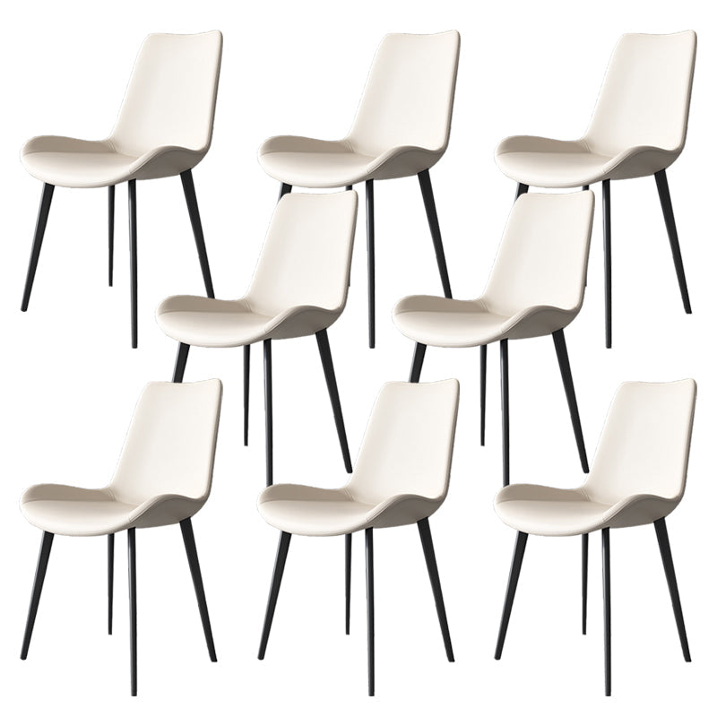 Chaises de salle à manger sans bras en cuir moderne chaise de salle à manger en métal pour usage domestique