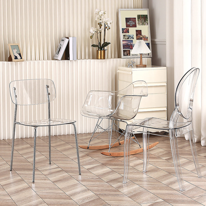Modern Armless Chair Plastic Open Back Side Chair for Dining Room