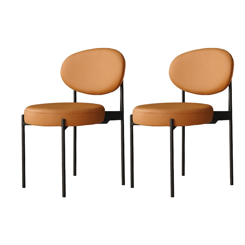 Industrial Metal Dining Room Chair Open Back Dining Side Chair Orange Yellow 2 Piece Set Clearhalo 'Dining Chairs' 'Dining Tables & Seating' 'dining_chair' 'furn' 'furn_dining_chair' 'Furniture' 'Kitchen & Dining Furniture' 6129792