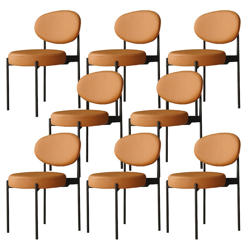 Industrial Metal Dining Room Chair Open Back Dining Side Chair Orange Yellow 8 Piece Set Clearhalo 'Dining Chairs' 'Dining Tables & Seating' 'dining_chair' 'furn' 'furn_dining_chair' 'Furniture' 'Kitchen & Dining Furniture' 6129797