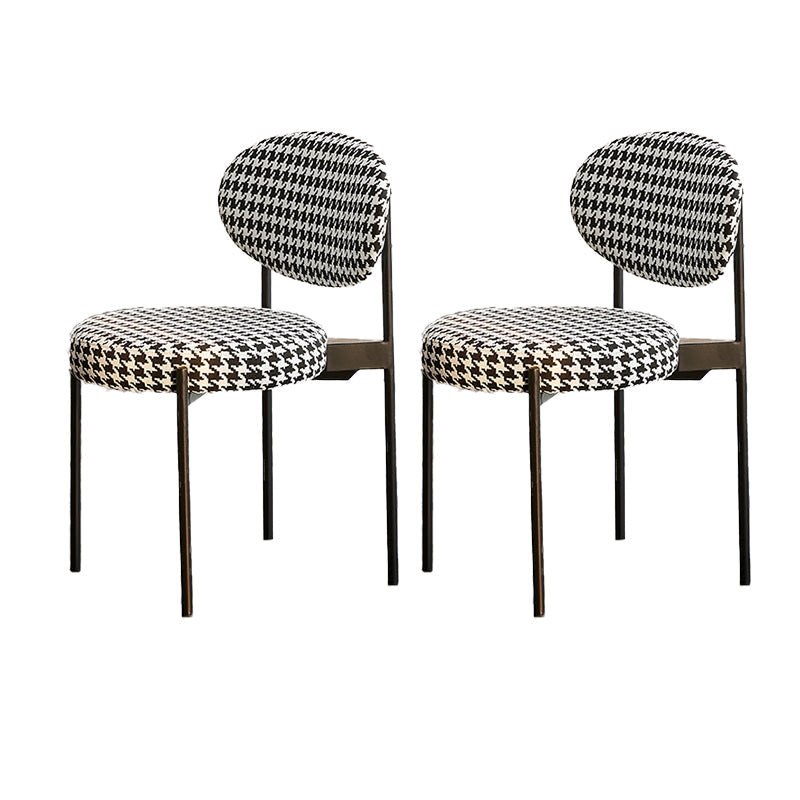 Industrial Metal Dining Room Chair Open Back Dining Side Chair Houndstooth pattern 2 Piece Set Clearhalo 'Dining Chairs' 'Dining Tables & Seating' 'dining_chair' 'furn' 'furn_dining_chair' 'Furniture' 'Kitchen & Dining Furniture' 6129802