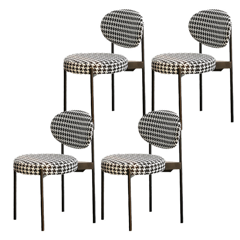Industrial Metal Dining Room Chair Open Back Dining Side Chair Houndstooth pattern 4 Piece Set Clearhalo 'Dining Chairs' 'Dining Tables & Seating' 'dining_chair' 'furn' 'furn_dining_chair' 'Furniture' 'Kitchen & Dining Furniture' 6129804