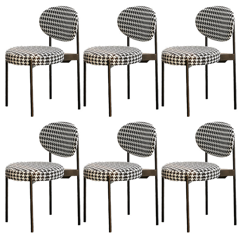 Industrial Metal Dining Room Chair Open Back Dining Side Chair Houndstooth pattern 6 Piece Set Clearhalo 'Dining Chairs' 'Dining Tables & Seating' 'dining_chair' 'furn' 'furn_dining_chair' 'Furniture' 'Kitchen & Dining Furniture' 6129806