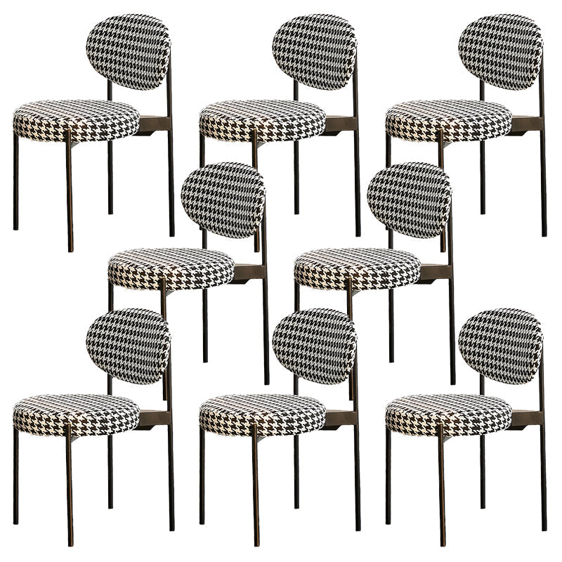 Industrial Metal Dining Room Chair Open Back Dining Side Chair Houndstooth pattern 8 Piece Set Clearhalo 'Dining Chairs' 'Dining Tables & Seating' 'dining_chair' 'furn' 'furn_dining_chair' 'Furniture' 'Kitchen & Dining Furniture' 6129808