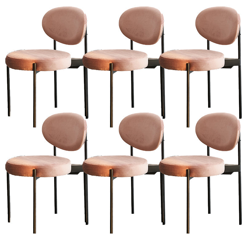 Industrial Metal Dining Room Chair Open Back Dining Side Chair Pink 6 Piece Set Clearhalo 'Dining Chairs' 'Dining Tables & Seating' 'dining_chair' 'furn' 'furn_dining_chair' 'Furniture' 'Kitchen & Dining Furniture' 6129818