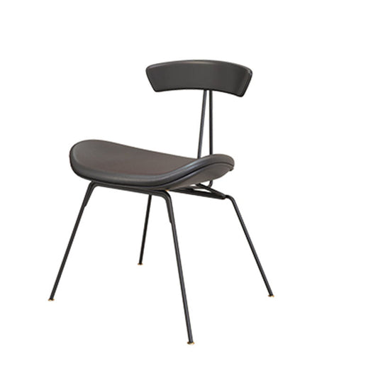 Industrial Style Armless Chair Open Back Side Leather Chair with Metal Base