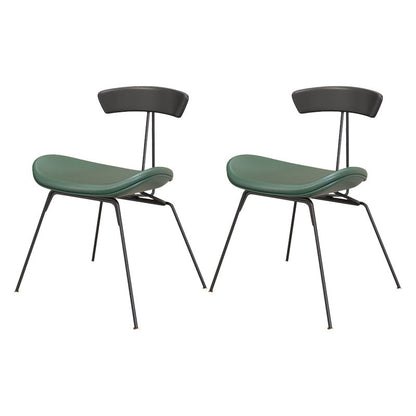 Industrial Style Armless Chair Open Back Side Leather Chair with Metal Base